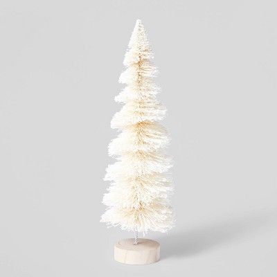 Tall Glitter Bottle Brush Tree Decorative Figurine White - Wondershop&#8482; | Target