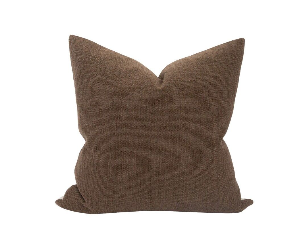 WINSTON || Dark Brown Handwoven Pillow Cover Dark Brown Pillow Chocolate Brown Fall Pillow Woven ... | Etsy (US)