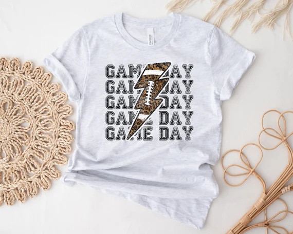Gameday Football Shirt, Game Day Leopard Lightning Bolt Shirt, Football Game Shirt, Football TShi... | Etsy (US)