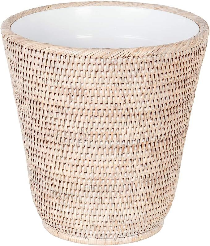 Kouboo La Jolla Rattan Plastic Insert, White-Wash Waste Basket | Amazon (US)