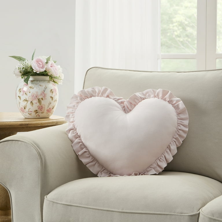 My Texas House 16" x 18" Pink Heart Shaped Cotton Decorative Pillow | Walmart (US)