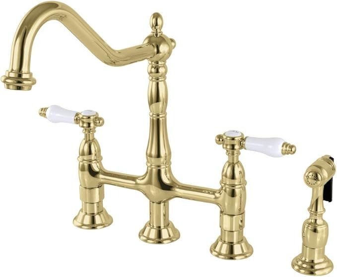Kingston Brass KS1272BPLBS Bel-Air Bridge Kitchen Faucet, 8-3/4" in Spout Reach, Polished Brass | Amazon (US)