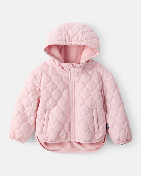Toddler Girl Long-Sleeve Midweight Quilted Jacket - Pink | Carter's Inc