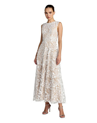 Women's Floral Embroidered High Neck Midi Dress | Macy's