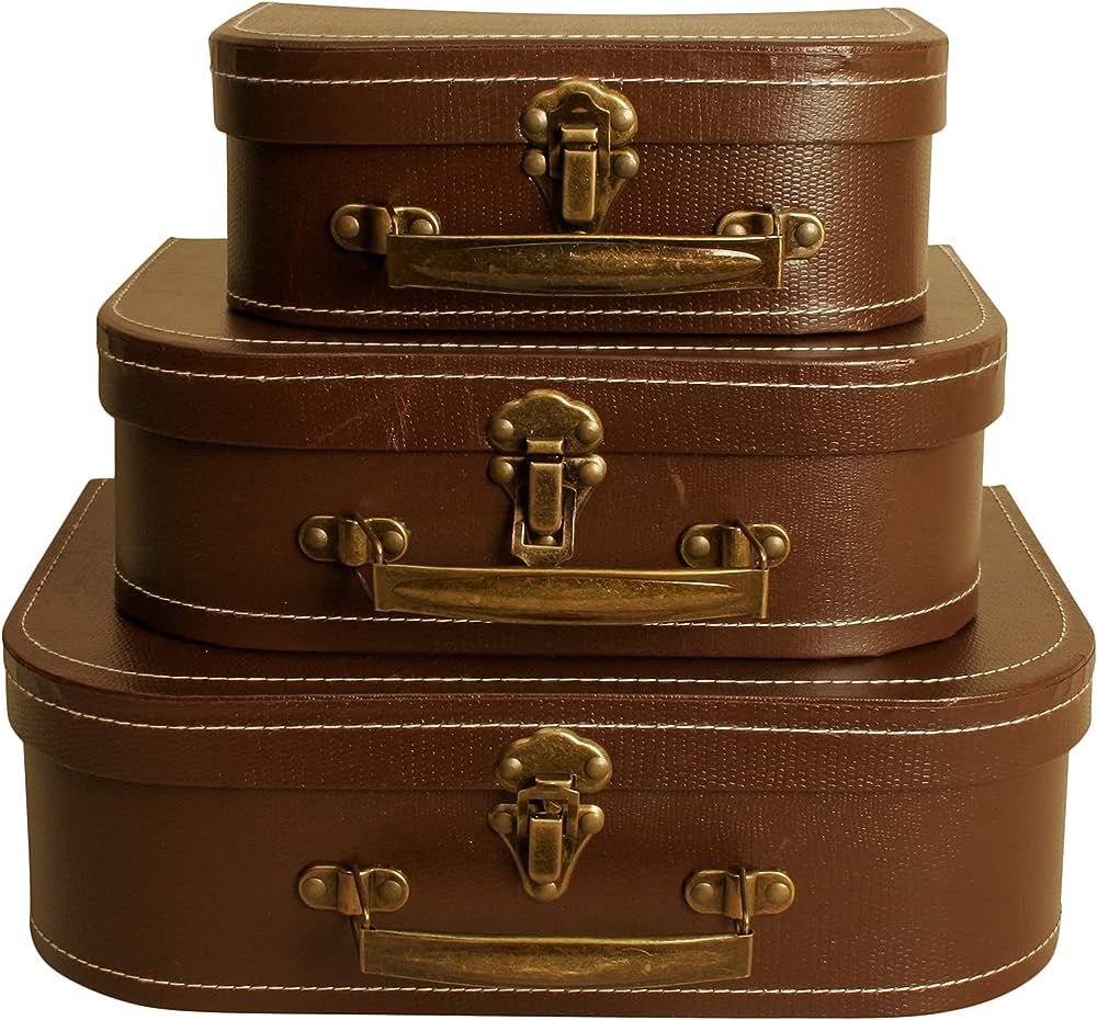 wald imports - Set of 3 Paperboard Suitcases - Decorative Storage Boxes - Suitcase Set for Decora... | Amazon (US)