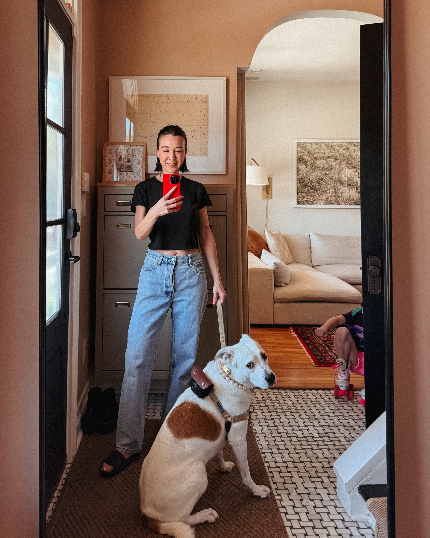 My everyday uniform: cotton denim, cropped top and my girls by my side.🥰 

#LTKOver40 #LTKFindsUnder50