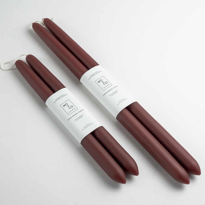 10 Inch, Burgundy, Dipped Beeswax Taper Candles Candles And Holders | Minted