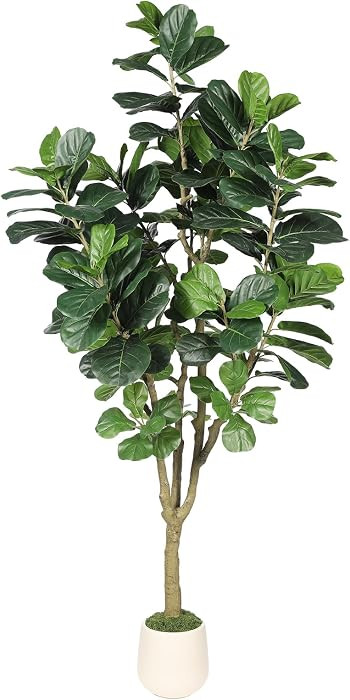 Tall Faux Ficus Lyrata Tree with White Planter 35g Moss for Indoor Home Decor Office Living Room ... | Amazon (US)