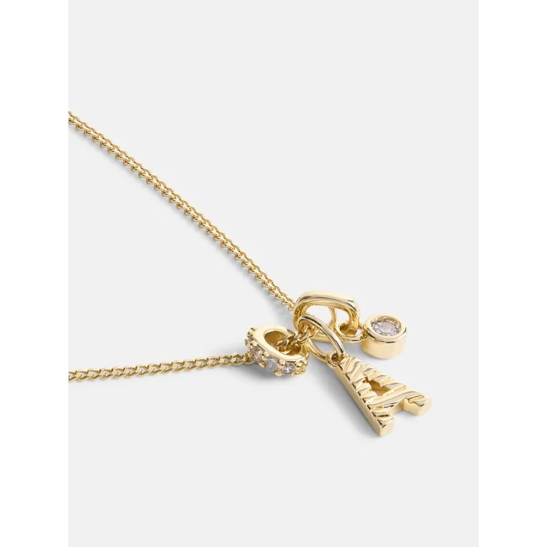 Free Assembly Women's Demi Fine 14K Gold Plated Cubic Zirconia "A" Initial Necklace, 16" + 2" Ext... | Walmart (US)