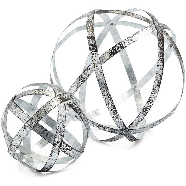 Farmlyn Creek 2 Pack Silver Metal Spheres for Tabletop, Modern Home Décor, Decorative Sculpture ... | Target