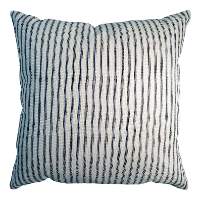 Navy Blue Ticking Striped Outdoor Throw Pillow, 16" | At Home