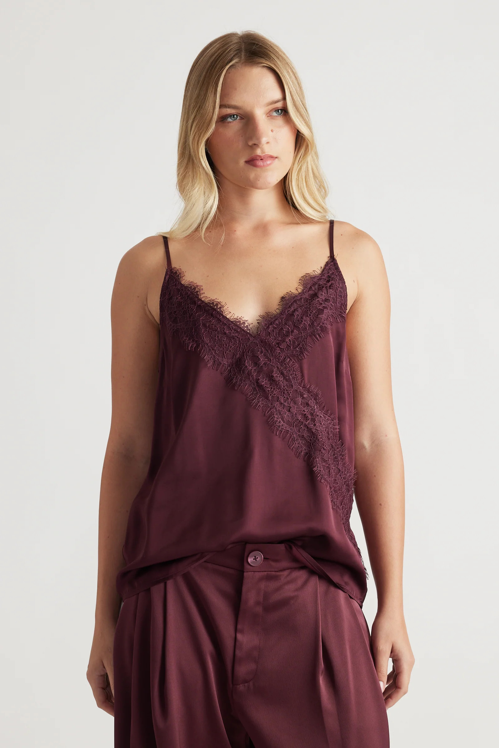 Bella Lace Cami - Plum | DECJUBA