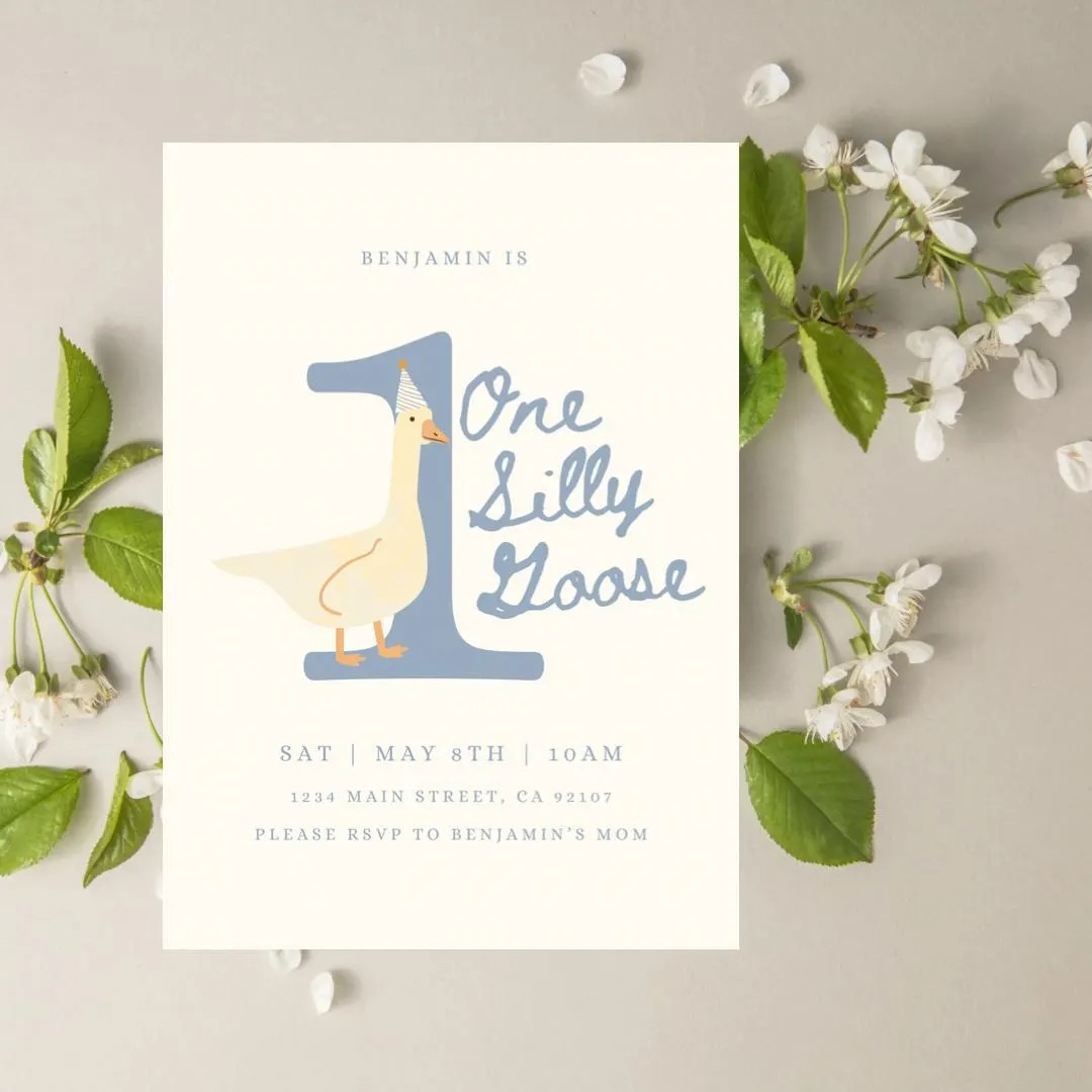 One Silly Goose Invitation Template, First Birthday, Illustration, 1st Birthday Party, Silly Goos... | Etsy (US)