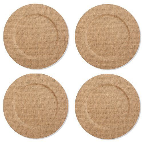 Mud Pie Burlap Covered Dinner Plate Charger (Liner), Set of 4 | Amazon (US)