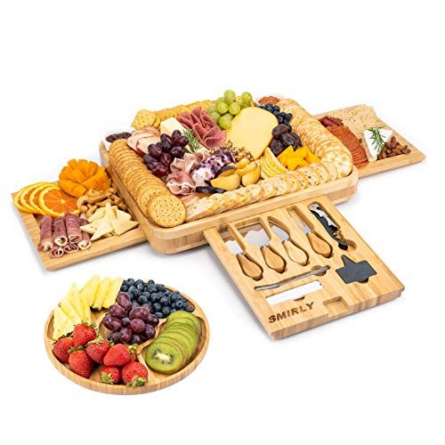 SMIRLY Charcuterie Boards: Large Charcuterie Board Set, Bamboo Cheese Board and Knife Set, Unique... | Amazon (US)