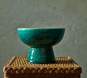 Glazed Terracotta Pedestal Bowl | GreenRow