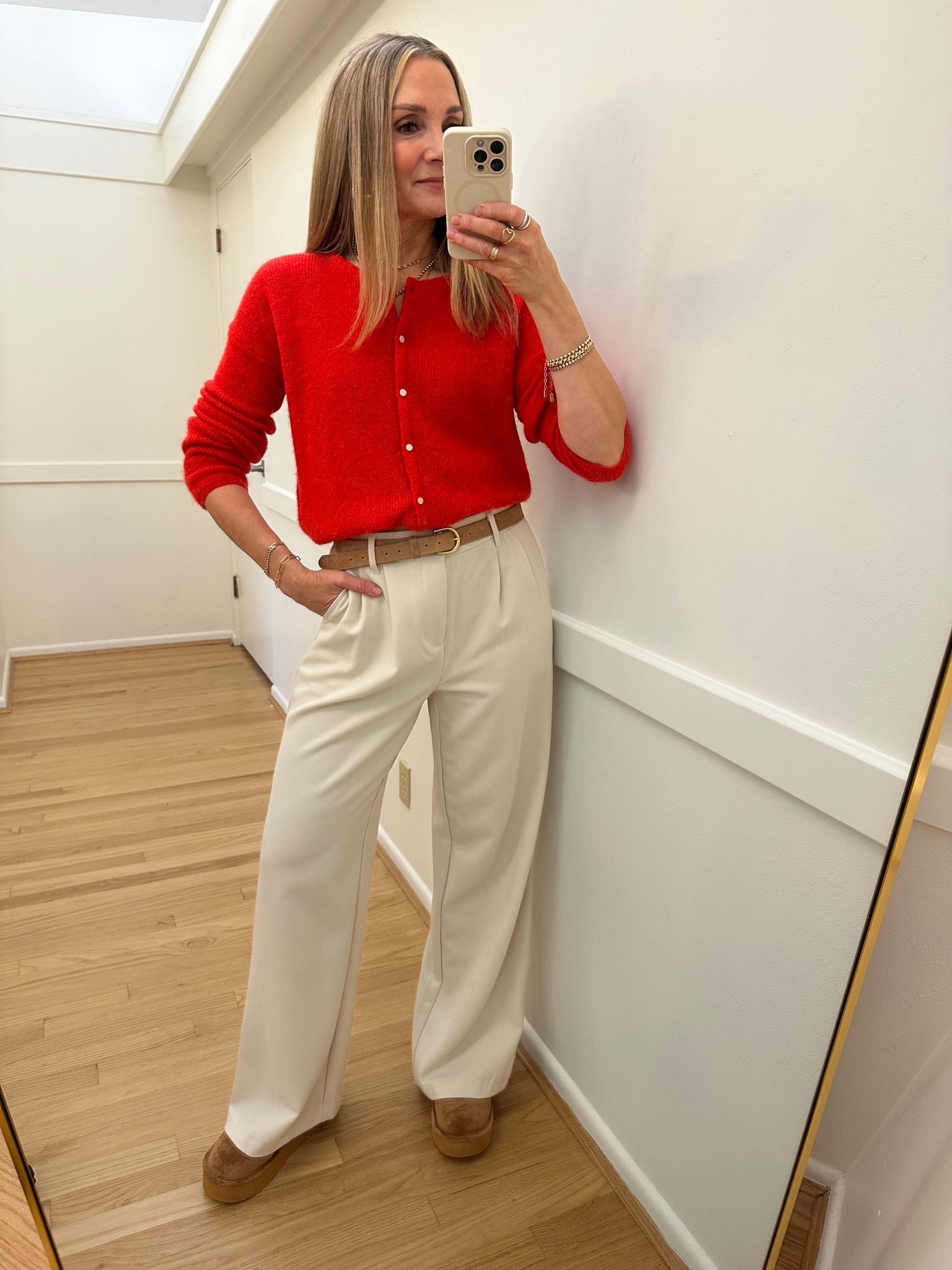 Casual day with a Christmas pop🎄 Quince scarf coat with the best under $30 trousers from Kohls. Sezane red cardigan and affordable platform slides that are so comfy!



#LTKFindsUnder50 #LTKOver40 #LTKootd