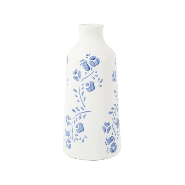Flora Bunda Tabletop 7.13" Everyday Blue Floral Print Ceramic Vase (3.25L x 3.25"W x 7.13"H) | Walmart (US)