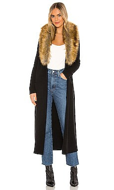 Show Me Your Mumu Lombardi Long Cardigan With Faux Fur Trim in Black from Revolve.com | Revolve Clothing (Global)