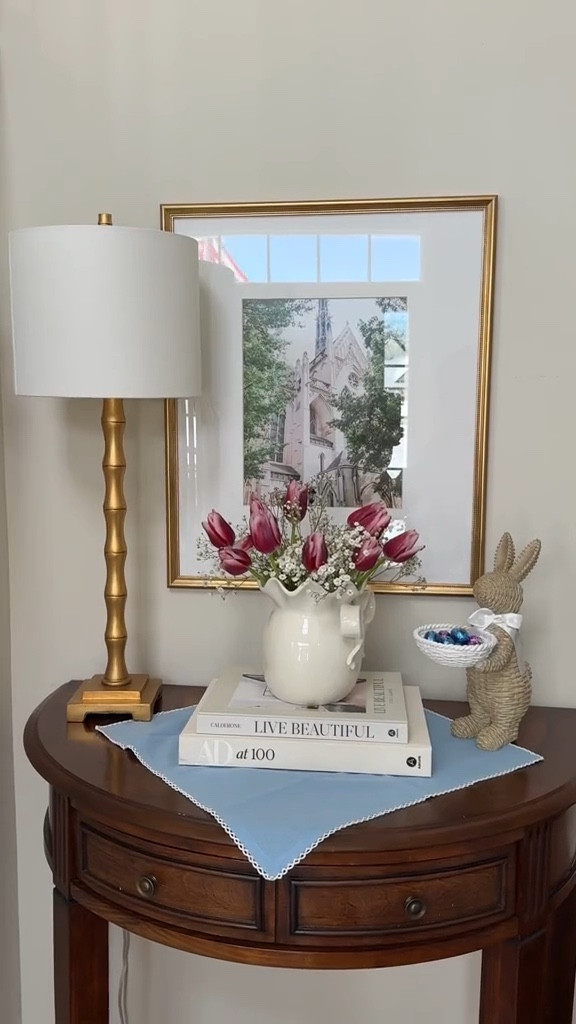 Entry table styling, Easter decor, spring decor, mud pie, Easter basket, grandmillenial, bunny decor, vase, bow decor

#LTKValentine #LTKHome #LTKSeasonal