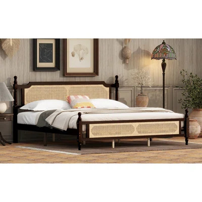 King Pine Wood Bed With Stylish Headboard And , Tone, Space Optimization Size Pine, Finish For A Comfortable Bedroom | Wayfair North America