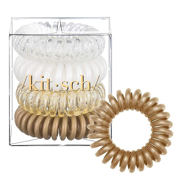 Kitsch Spiral Hair Ties, Coil Hair Ties, Phone Cord Hair Ties, Hair Coils - 4 Pcs, Blonde | Amazon (US)