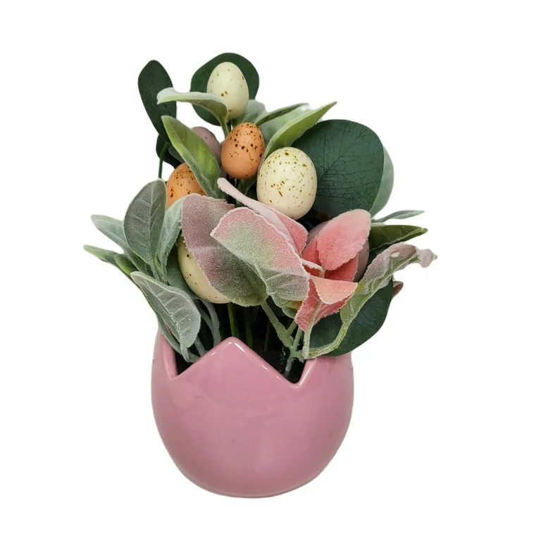 Easter Artificial Plant in Pink Speckled Egg Pot, by Way To Celebrate | Walmart (US)