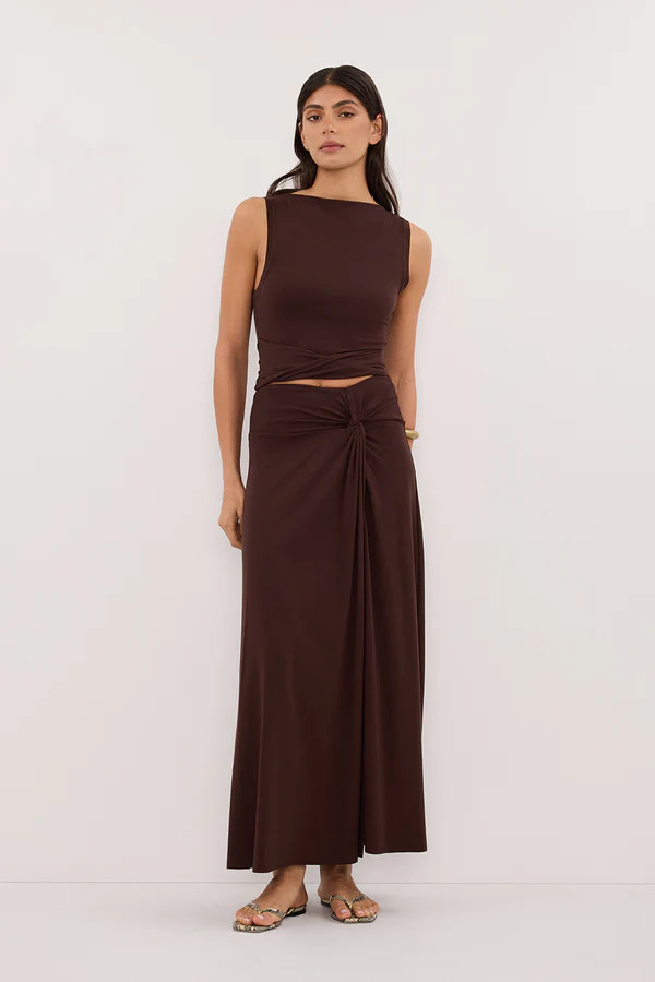 HADLEY CHOC SLEEVELESS TWIST TOP | DISSH