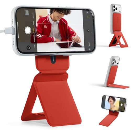 MOFT Phone Stand, Magnetic Phone Tripod Stand Stain-Resistant MOVAS Leather & Angle Adjustment & Strong Magnets Tripod for iPhone 17/16/15/14/13/12 (Included Metal Ring)-Sunset | Amazon (US)