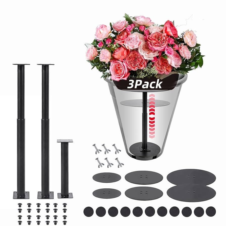 3 Pack Plant Risers for Inside Pots, Adjustable Height 7-22" Metal Planter Lift Inserts Fillers R... | Amazon (US)
