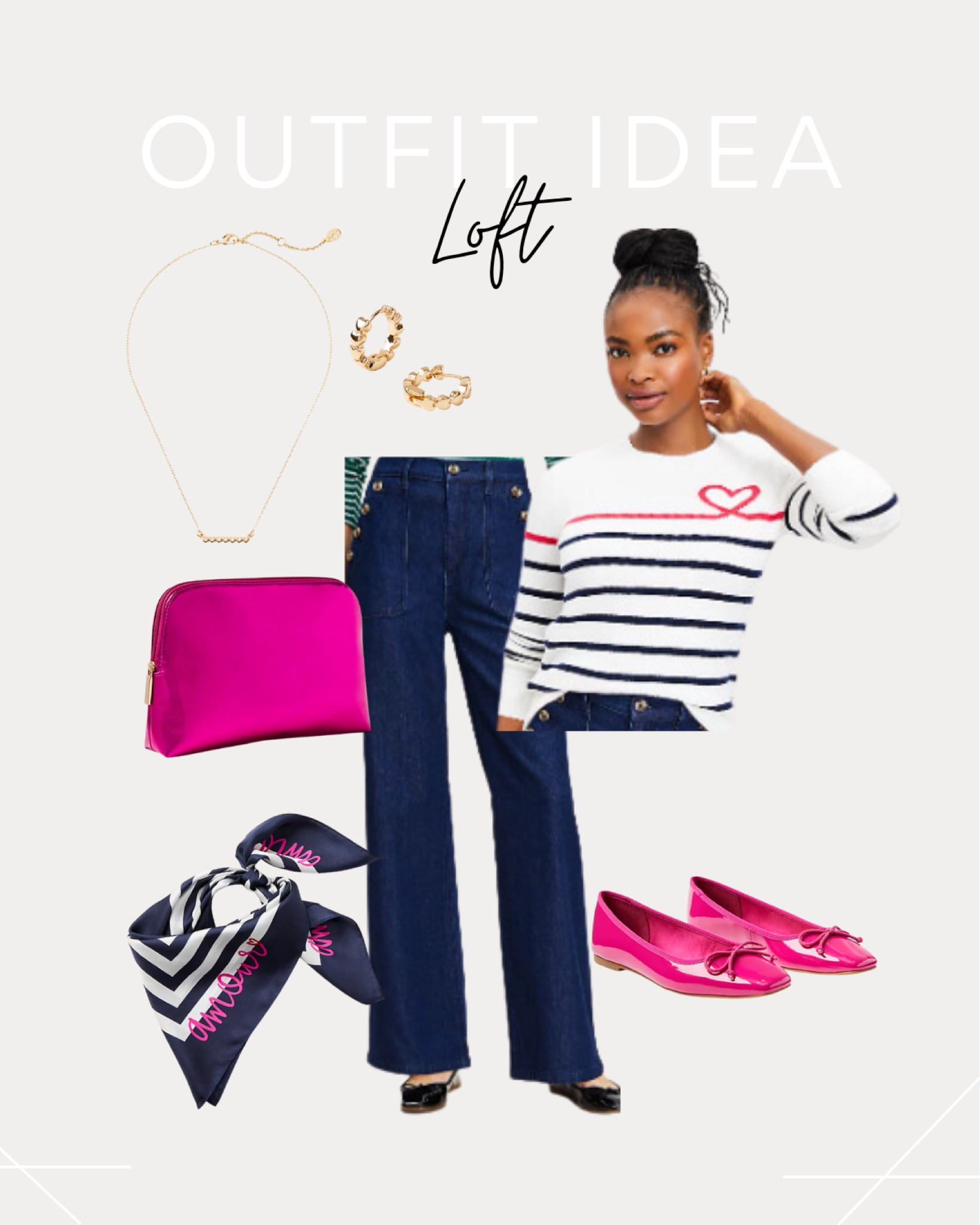 Hot pink outfit idea from the Loft 

Pink ballet shoes, pink bag, heart jewelry 

#LTKshoecrush #LTKstyletip #LTKfindsunder50