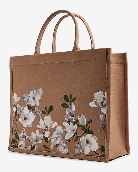 Floral Border Printed Canvas Tote Bag | Express