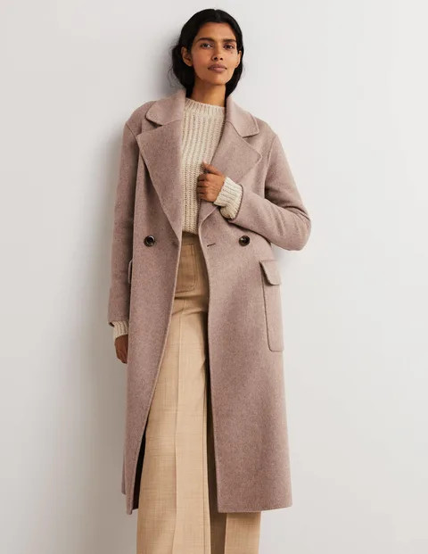 Double Faced Wool Coat - Oatmeal Melange | Boden US | Boden (US)