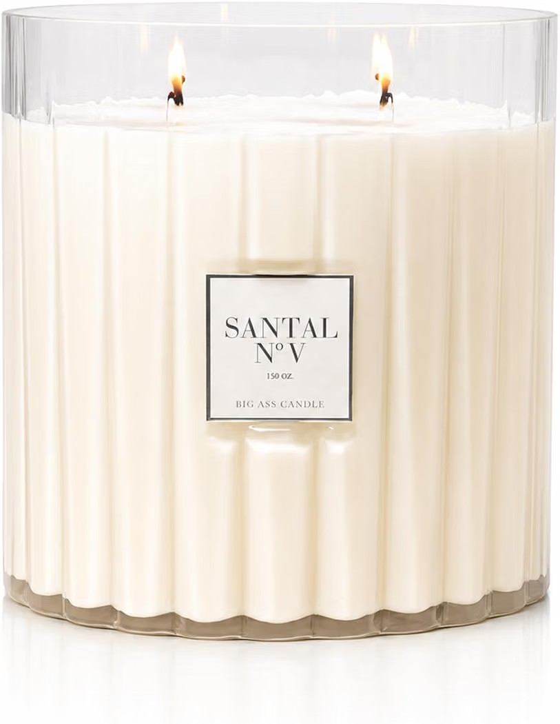 | Huge 10lb Luxury Candle, 150oz, 500 Hours | Crystal-Inspired Vessel | Santal No V. | Sandalwood... | Amazon (US)
