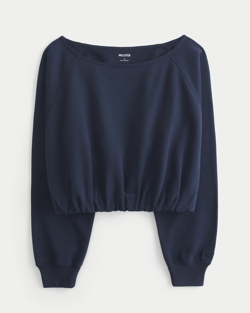Women's Off-the-Shoulder Bubble Hem Sweatshirt from Hollister | Hollister (US)