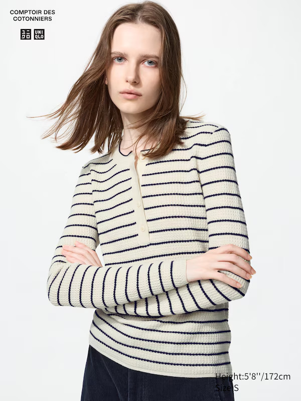 Pull en laine m\u00e9rinos m\u00e9lang\u00e9 (Col tunisien) | Uniqlo FR