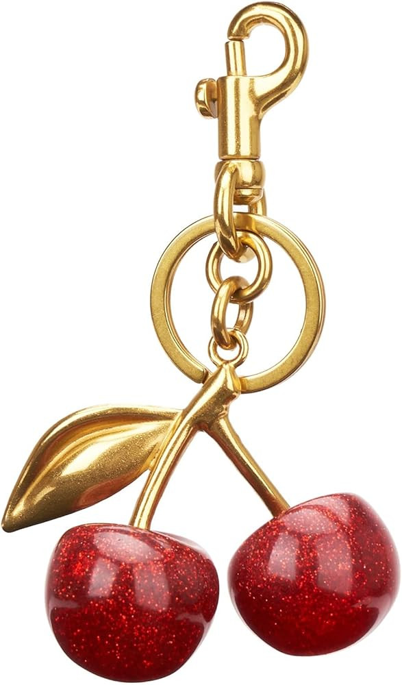 Luxurious 18K Gold Plated Cherry Bag Charm, Cherry Keychain Accessory Purse Charm | Amazon (US)