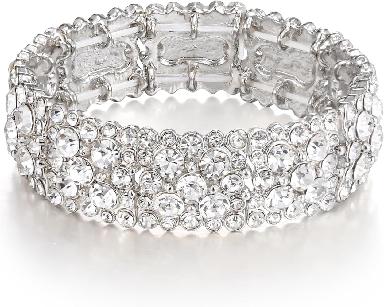 EVER FAITH Women's Round Austrian Crystal Elegant Bridal Stretch Bracelet | Amazon (US)