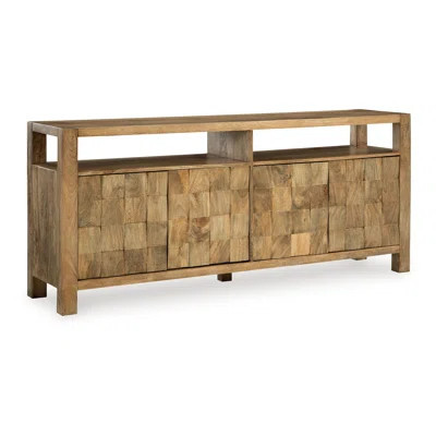 Hugh Sideboard Cabinet Console, Butcher Block Natural Brown 68 Inch | Wayfair North America