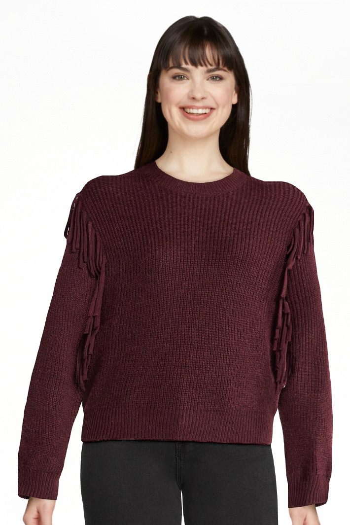 Time and Tru Women's Fringe Pullover Sweater, Midweight, Sizes XS-XXXL | Walmart (US)