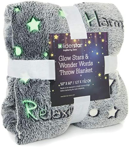 Glow in The Dark Throw Blanket ,Super Soft Fuzzy Fluffy Plush Fleece,Decorated with Stars and Wor... | Amazon (US)