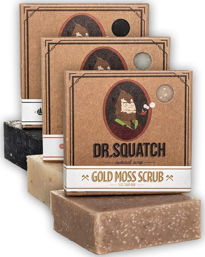 Dr. Squatch Men's Soap Sampler Pack (3 Bars) – Pine Tar, Cedar Citrus, Gold Moss Bars – Natur... | Amazon (US)