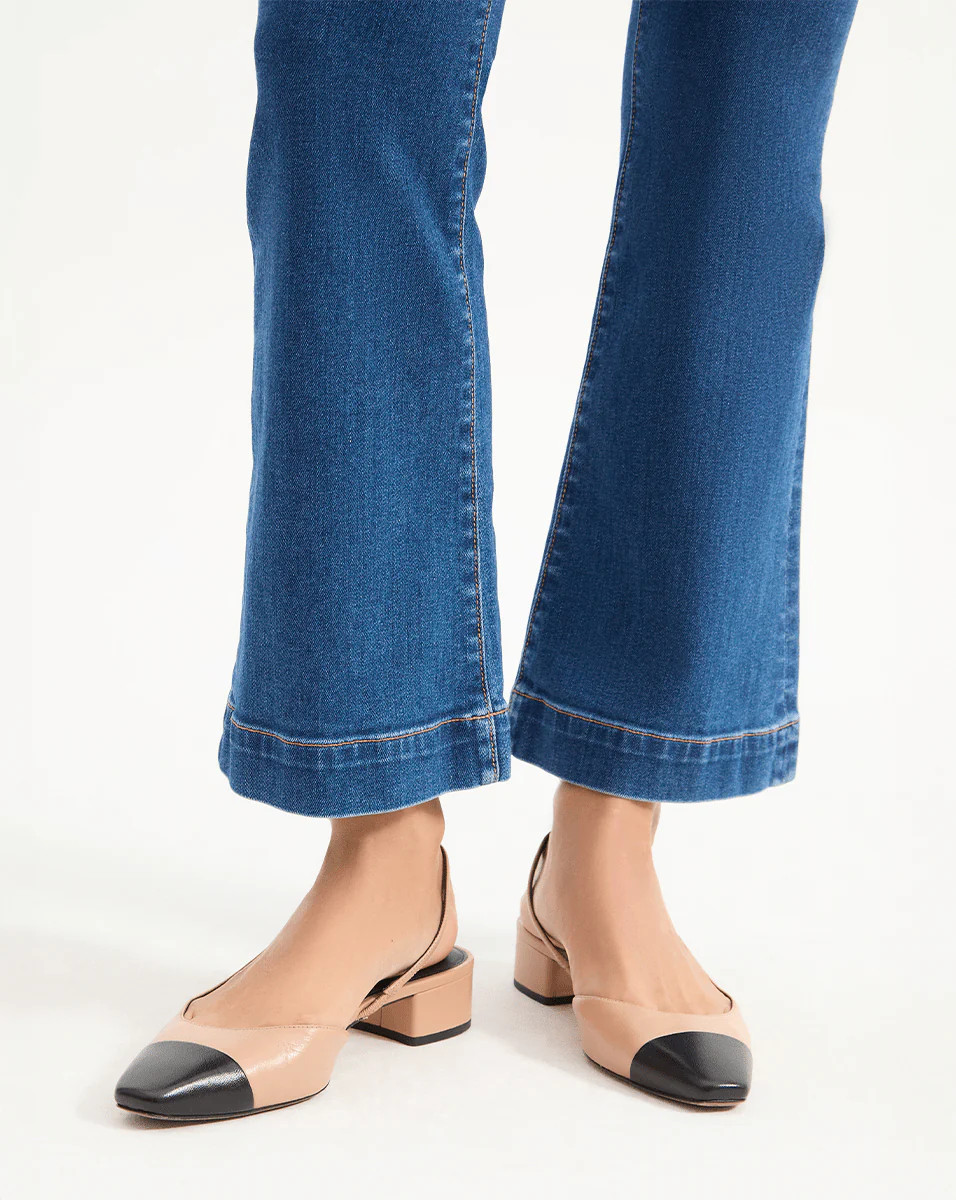 Cecile Leather Cap-Toe Slingback | Veronica Beard