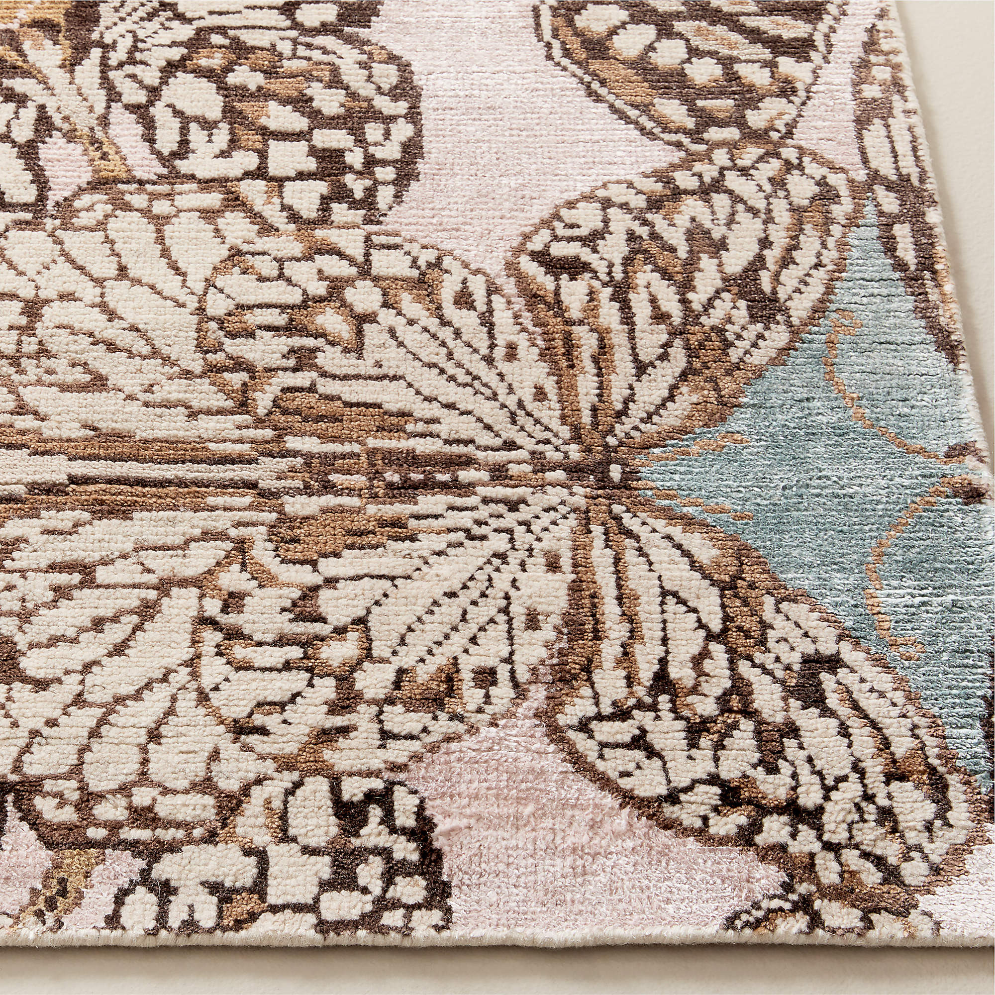 Papillio Brown and Light Teal Wool and Viscose Area Rug 8'x'10' | CB2 | CB2