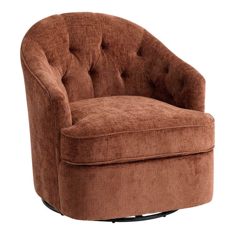 Bellbrook Chenille Button Tufted Upholstered Swivel Chair | World Market
