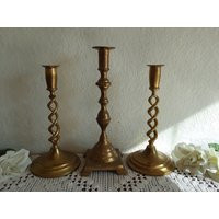 Vintage Gold Brass Unity Wedding Candle Holder Set Taper Trio Candleholder Collection Midcentury Hollywood Regency Romantic Retro Home Decor | Etsy (US)