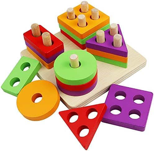 Toddler Toys for 2-4 Year Old Boys Girls, Wooden Montessori Toys Puzzles for Kids Preschool, Shape C | Amazon (US)