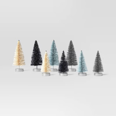 Christmas Set of 12 Mini Bottle Brush Trees Blue - Threshold™ | Target