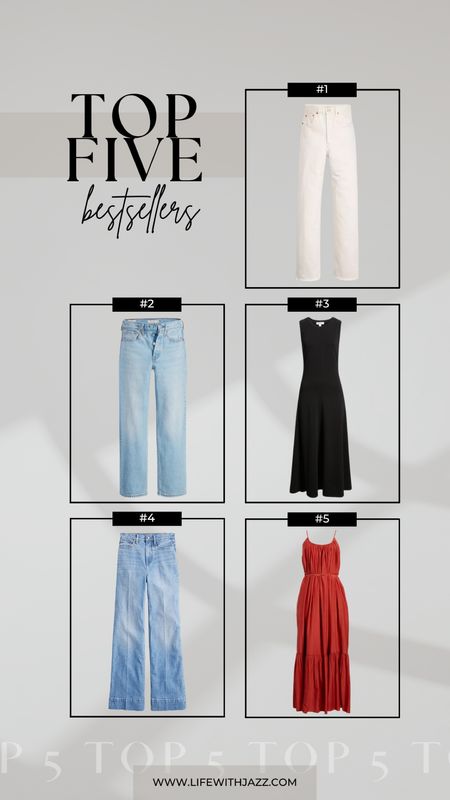 This week’s top 5 bestsellers: 

1. Levi’s ribcage ankle straight jeans - ‘cloud over white’ wash is a nice ecru/off-white color, I wear size 25 
2. Levi’s wedgie straight jeans - I wear 25x26”, it’s a true white jean 
3. Nordstrom sleeveless cotton tank dress - I wear small, very stretchy, bump-friendly  
4. Jcrew denim trousers - if you’re not curvy, I would size down, I have size 25 on the petite length
5. Nordstrom cotton & satin tie-waist sundress - wearing xxs, available in 4 colors, bump-friendly 

#LTKSeasonal #LTKbump