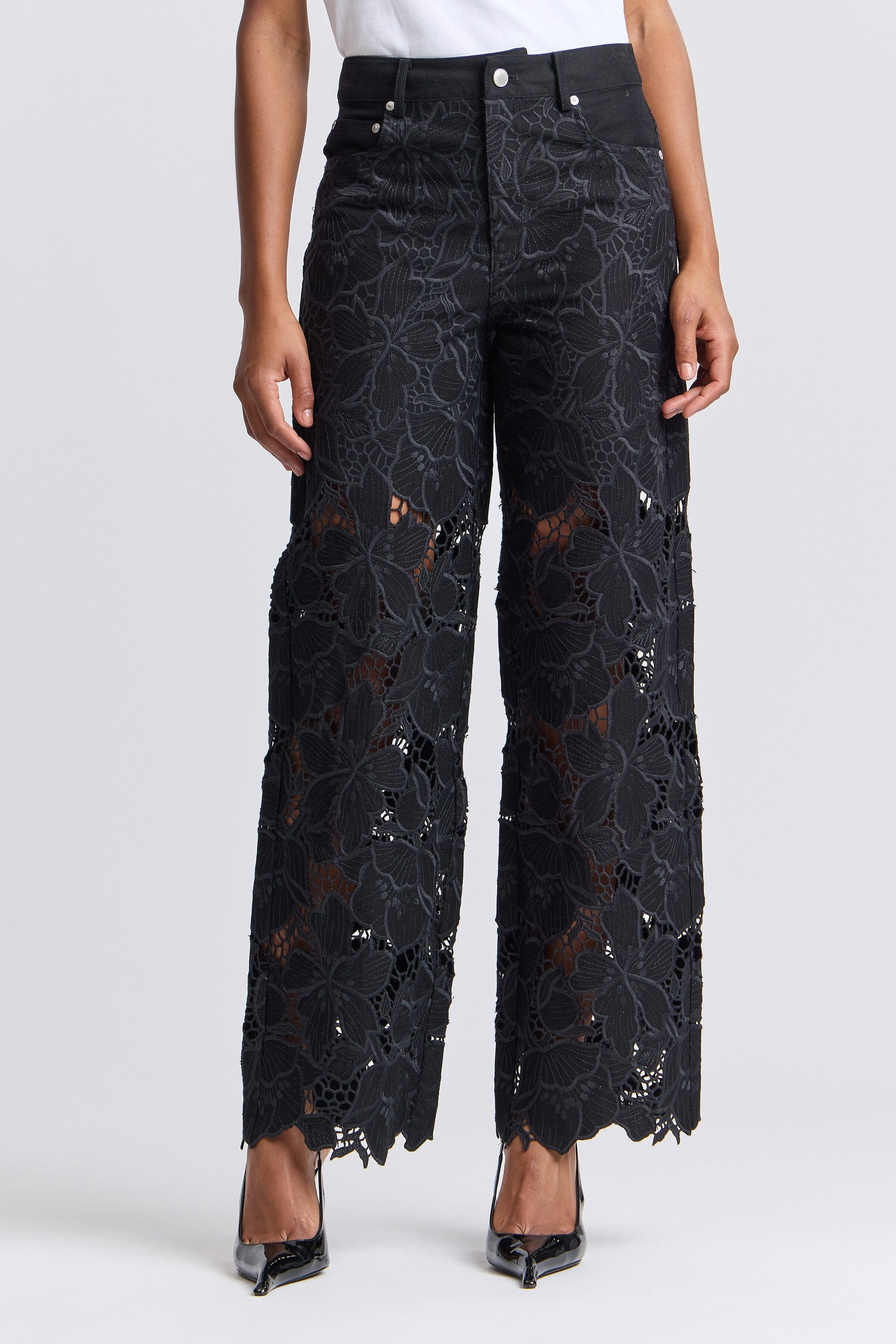 Guipure Lace Wide Leg Jeans | Avec Les Filles